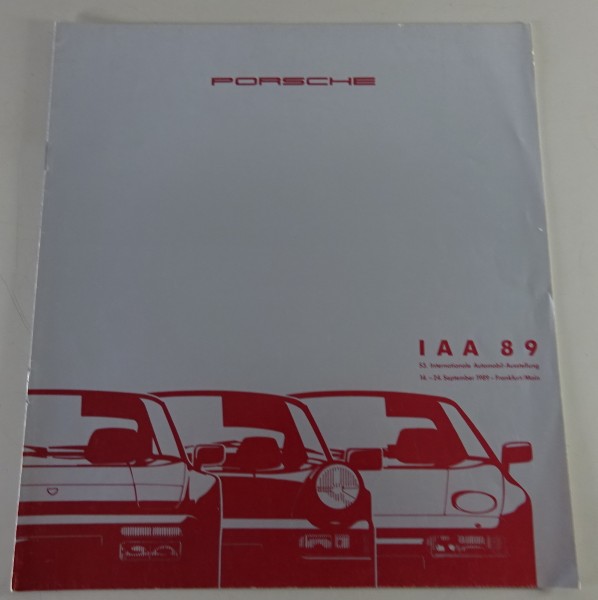 Prospekt / Broschüre Porsche IAA 89 mit Porsche Design Studie Stand 09/1989