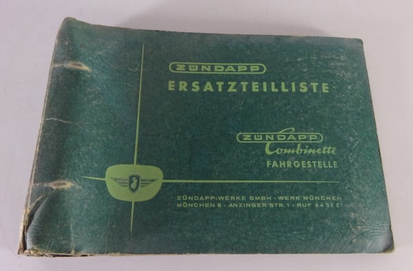Teilekatalog Zündapp Combinette Typ 422 und 423 2-Gang Stand 02/1957
