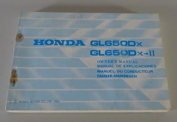 Betriebsanleitung / Owner´s Manual Honda GL 650 Dx / GL 650 Dx-II Stand 1982