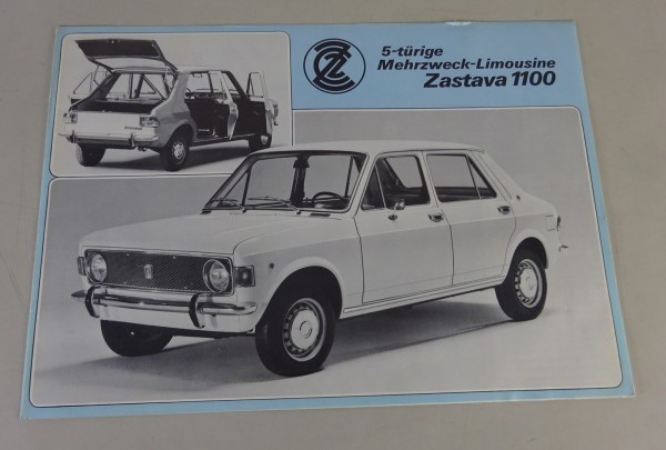 Prospekt / Prospektblatt | Fiat / Zastava 1100 mit Händlerstempel Stand 10/1974
