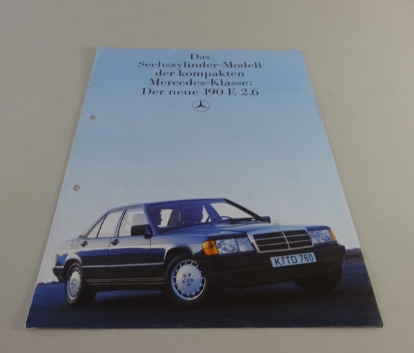 Prospekt / Broschüre Mercedes-Benz W201 190 E 2.6 Stand 09/1985