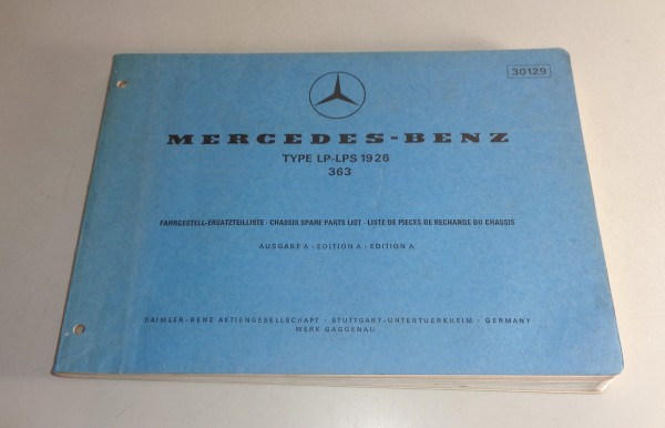 Teilekatalog Mercedes-Benz LKW LP - LPS 1926 ( 363 ) Stand 01/1972