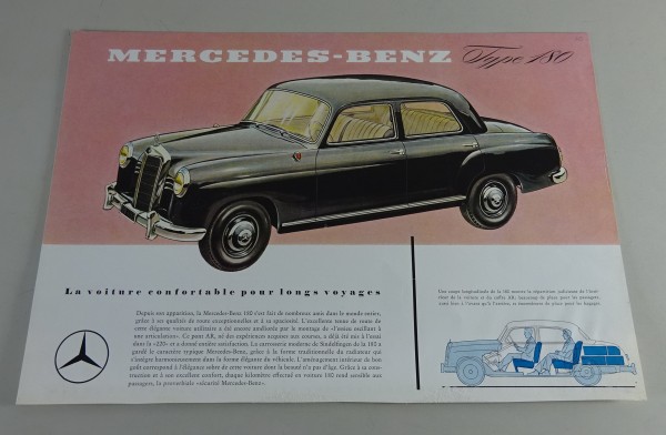 Prospektblatt / Broschüre französisch Mercedes-Benz 180 W120 Ponton