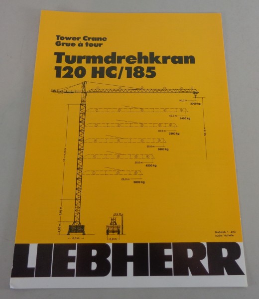 Datenblatt / Technische Beschreibung Liebherr Turmdrehkran 120HC/185 von 04/1988