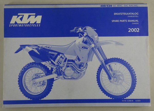 Teilekatalog KTM Fahrgestell 400 / 520 SX, MXC, EXC Racing Modelljahr 2002