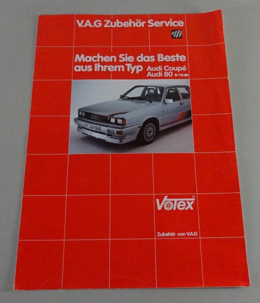 Prospekt / Broschüre Audi 80 & Coupé Zubehör Service Votex Stand 06/1982