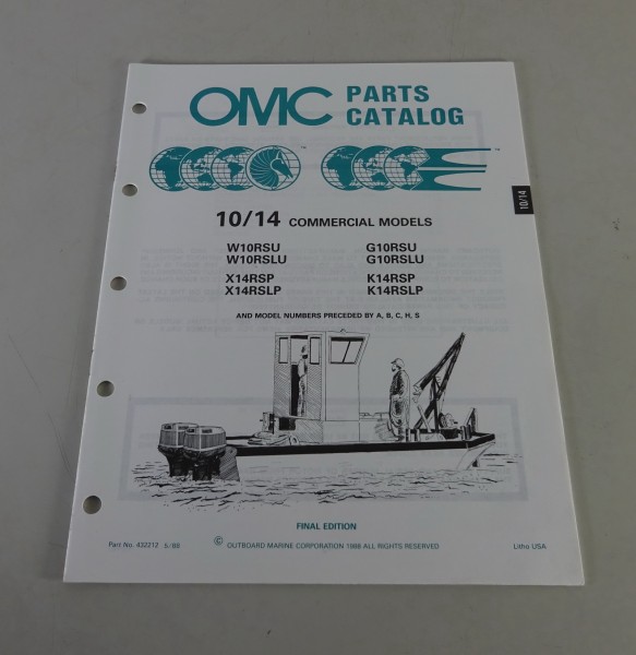 Teilekatalog Johnson Evinrude Außenborder / Outboards 10 / 14 Models von 5/1988