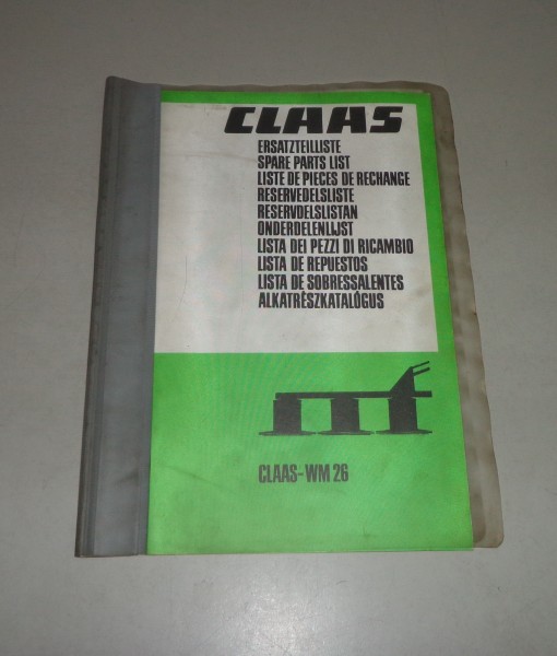 Teilekatalog / Ersatzteilliste / Spare Parts List Claas Mähwerk WM26 | 03/1984