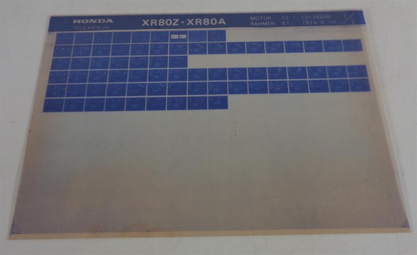 Microfich Ersatzteilkatalog / Teilekatalog Honda XR 80 Z / XR 80 A Stand 09/1979