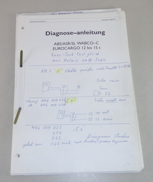 Diagnose Anleitung Iveco Eurocargo 12 - 15t ABS / ASR / SL Wabco C Stand 1993