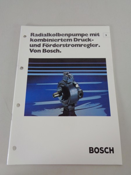 Prospekt / Technische Info Bosch Radialkolbenpumpe Druck-/Förderstromregler 1979