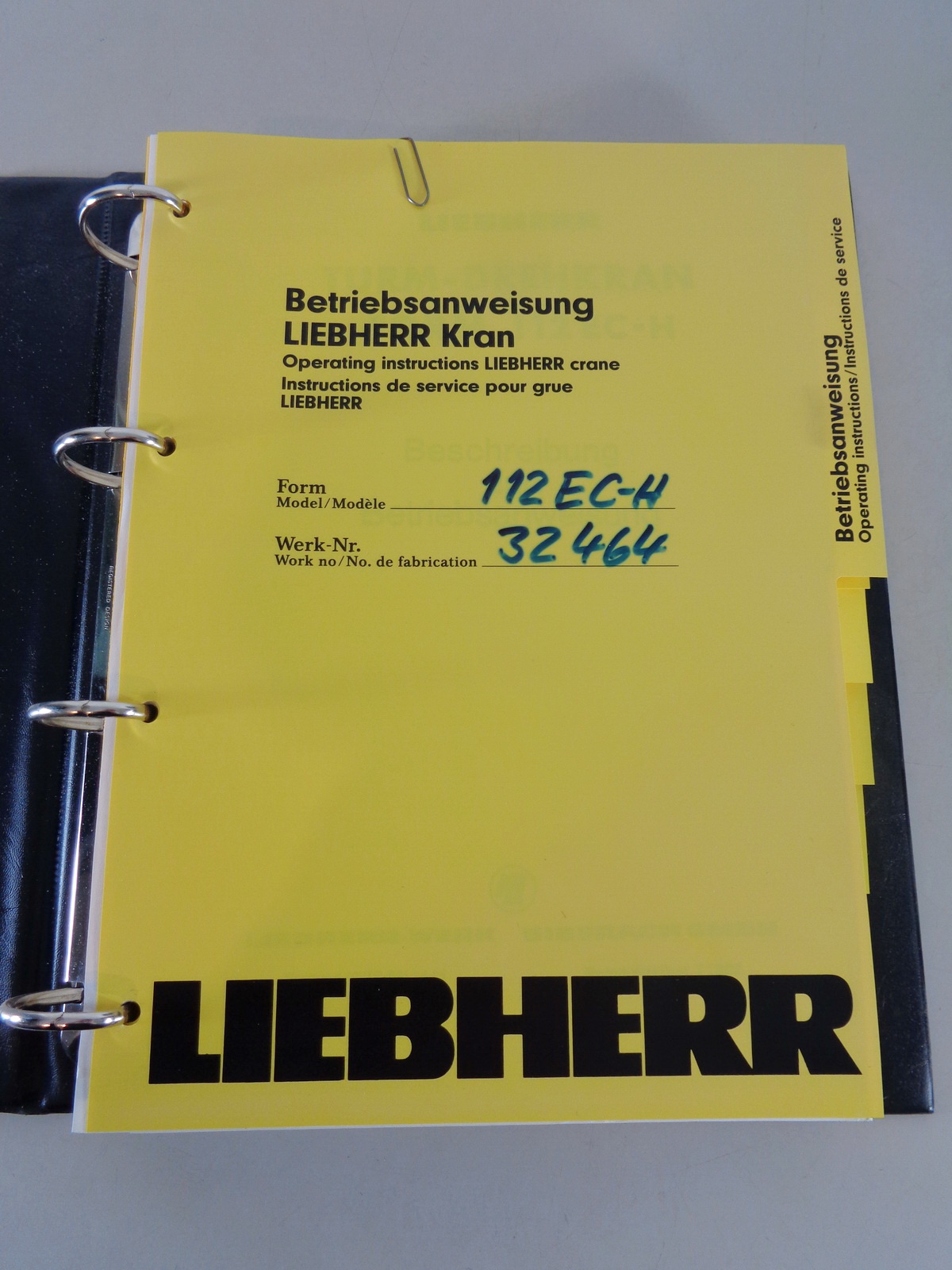 Technische Beschreibung Liebherr Turmdrehkran 90 EC von 12/1990 Datenblatt 