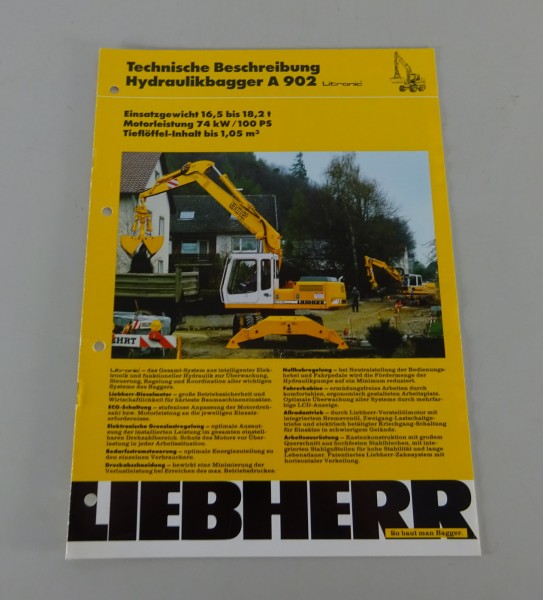 Prospekt Liebherr Hydraulikbagger A 902 Litronic Technische Daten Stand 07/1990