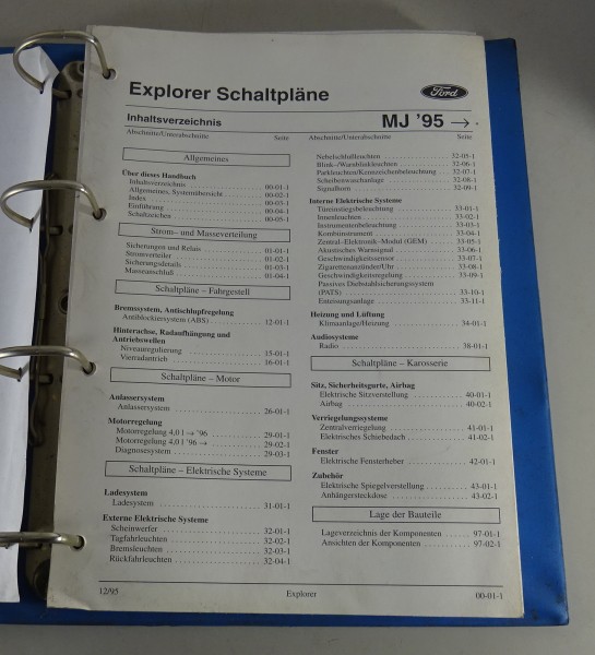 Werkstatthandbuch Elektrische Schaltpläne Ford Explorer ab1995 Stand 12/1995