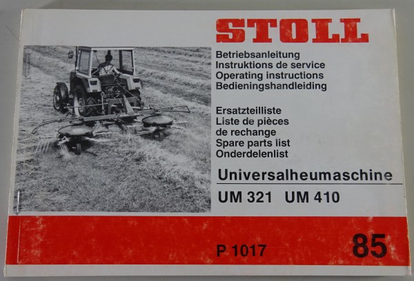 Teilekatalog / Betriebsanleitung Stoll Universalheumaschine UM 321 / 410 v.1985