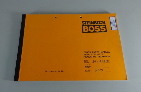 Teilekatalog Steinbock BOSS Elektrostapler EGV 1,25 DI Stand 1979