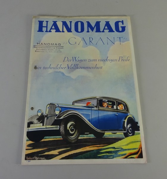 Prospekt / Broschüre Hanomag PKW Garant Typ 11/4 Stand 1934/35