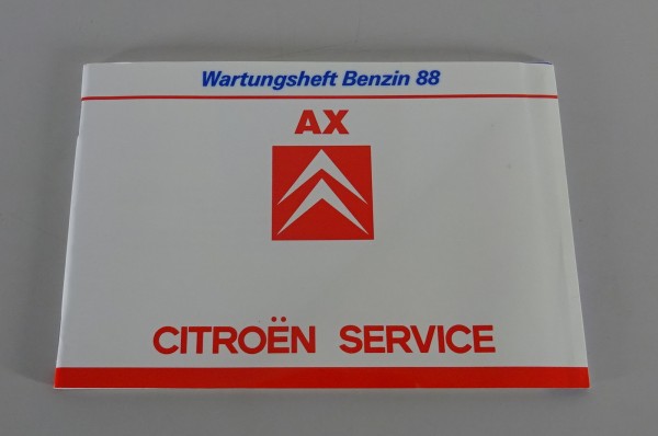 Scheckheft / Serviceplan / Wartungsheft blanko Citroen AX Benzin Stand 1988