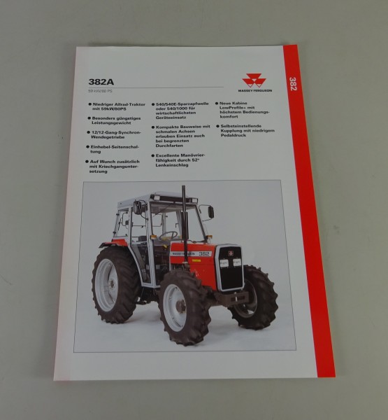Prospektblatt / Broschüre Massey Ferguson MF 382 A Stand 03/1993