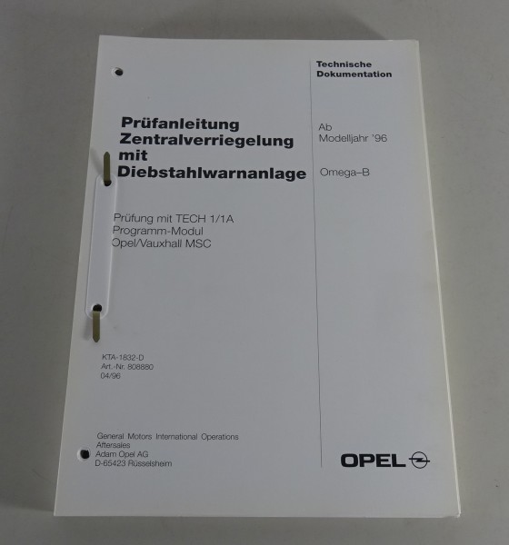 Werkstatthandbuch Prüfanleitung Opel Omega B Zentralverriegelung + Alarmanlage