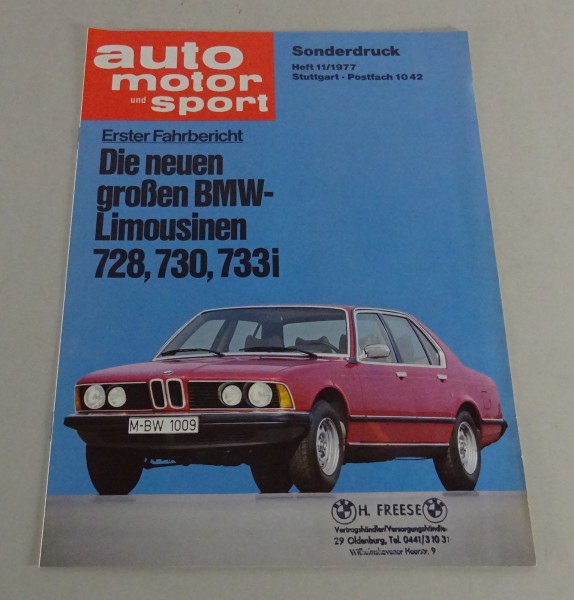 Prospekt / Broschüre Auto, Motor & Sport Fahrbericht E23 7er Stand 11/1977