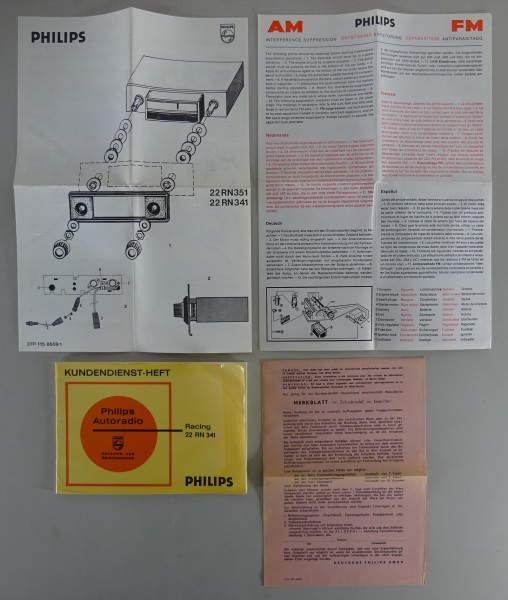 Bordmappen-Zubehör Philips Autoradio Racing 22 RN 341 Stand 1974