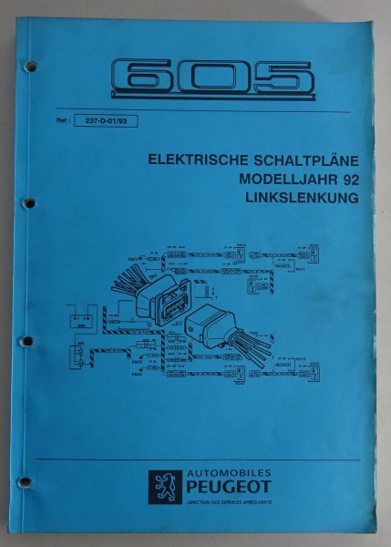 Werkstatthandbuch Peugeot 605 Elektrische Schaltpläne | Linkslenkung Mj. 1992