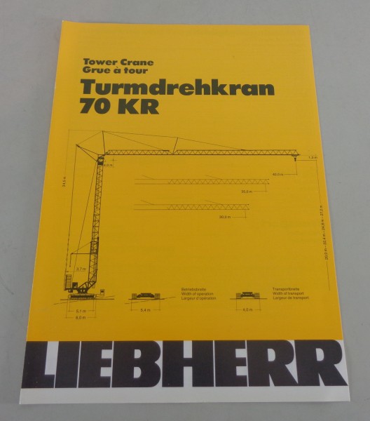 Datenblatt / Technische Beschreibung Liebherr Turmdrehkran 70 KR von 03/1980