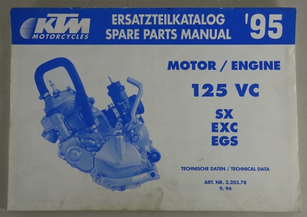 Teilekatalog Motor KTM 125 VC SX / EXC / EGS Modelljahr 1995