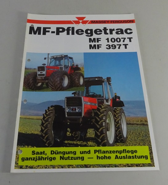 Prospekt Massey Ferguson MF-Pflegetrac MF 1007 T / MF 397 T gelocht v. 1989