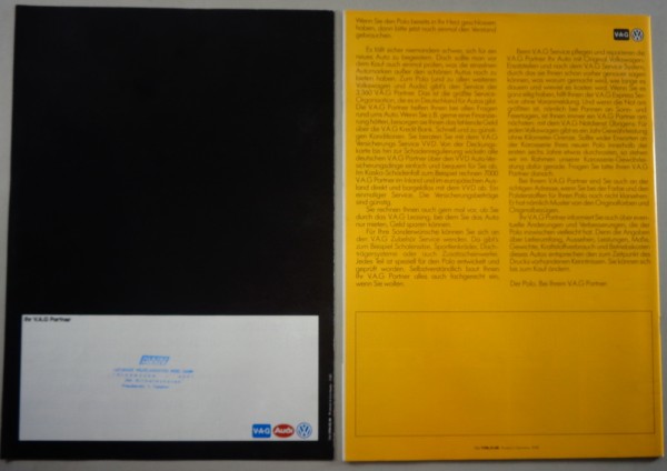 Prospekt/Broschüre VW Polo II Typ 86C C / CL / GL Stand 08/1982