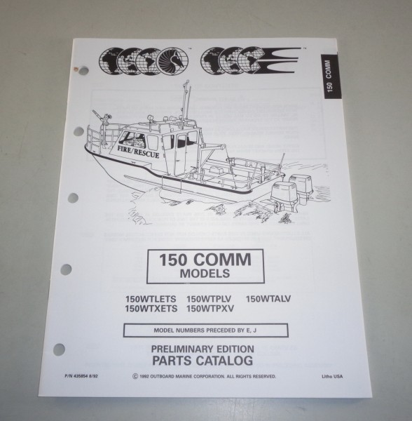 Teilekatalog OMC Evinrude Johnson Außenborder 150 COMM Models Stand 08/1992