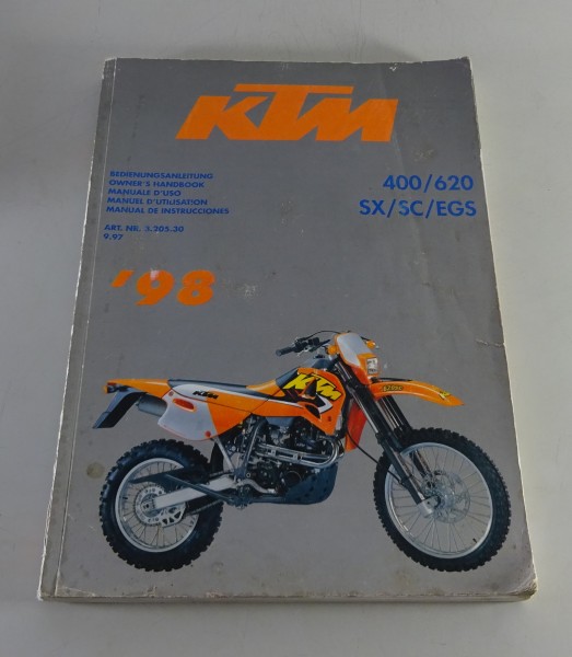 Betriebsanleitung / Handbuch KTM 400 / 620 SX / SC / EGS Modell 1998 v. 09/97