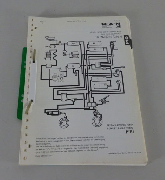 Reparaturanleitung MAN Brems- & Luftfederanlage Bus SR 240/280/H von 10/1978