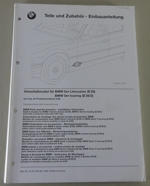 Einbauanleitung BMW 5er E39, /2 Umschaltmodul ab 9/98 Stand 11/1998