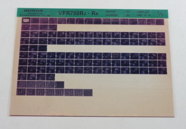 Microfich Teilekatalog Ersatzteilkatalog Parts Catalog Honda VFR 750 R St.10/88