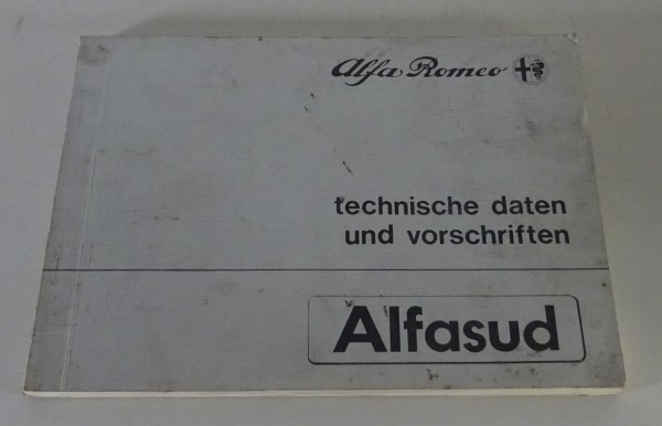 Werkstatthandbuch Technische Daten & Vorschriften Alfa Romeo Alfasud von 11/1982