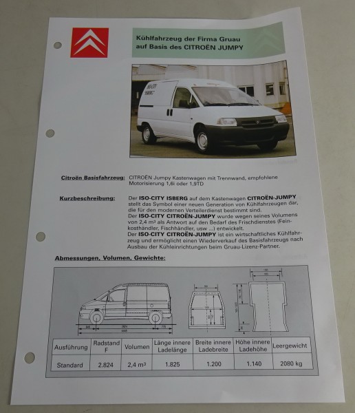 Prospekt / Broschüre Citroën Jumpy Kühlfahrzeug von der Firma Gruau