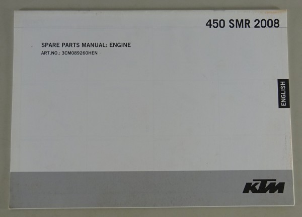 Spare Parts List / Teilekatalog Motor KTM 450 SMR Modelljahr 2008