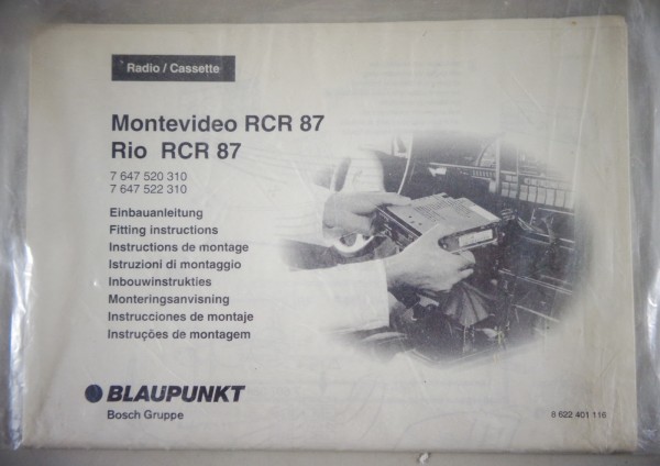 Einbauanleitung / Fitting Instructions Blaupunkt Motevideo RCR 87 / Rio RCR 87