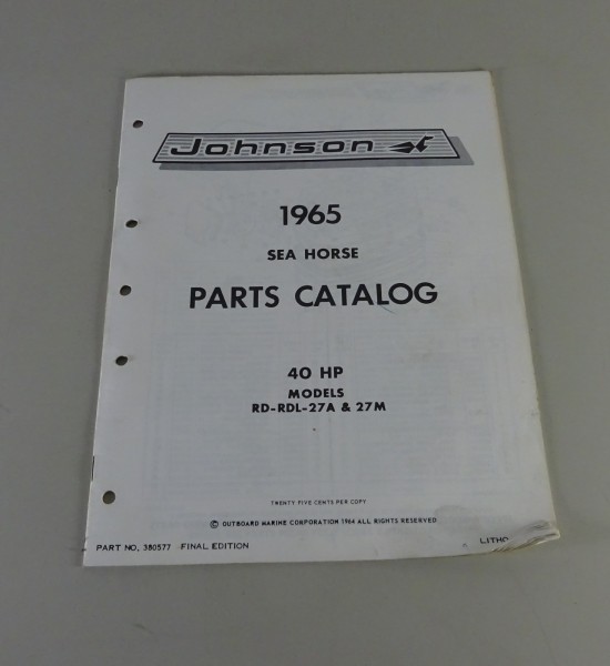 Teilekatalog OMC Johnson Outboards 40 PS Models Stand 1965
