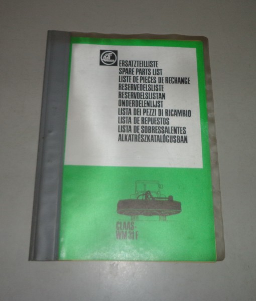 Teilekatalog / Ersatzteilliste Claas Frontmähwerk WM31F | 12/1982