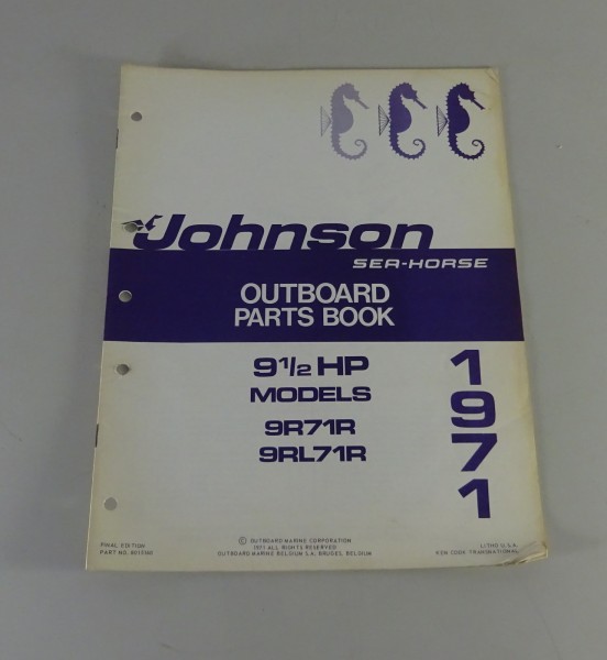 Teilekatalog OMC Johnson Outboards 9.5 PS Models Stand 1971