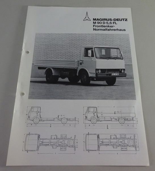 Prospektblatt Magirus-Deutz M 90 D 5,6 FV Frontlenker Stand 70er Jahre