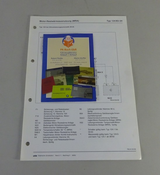 Schaltplan Mercedes-Benz W124 Motor-Restwärmeausnutzung Stand 08/1993
