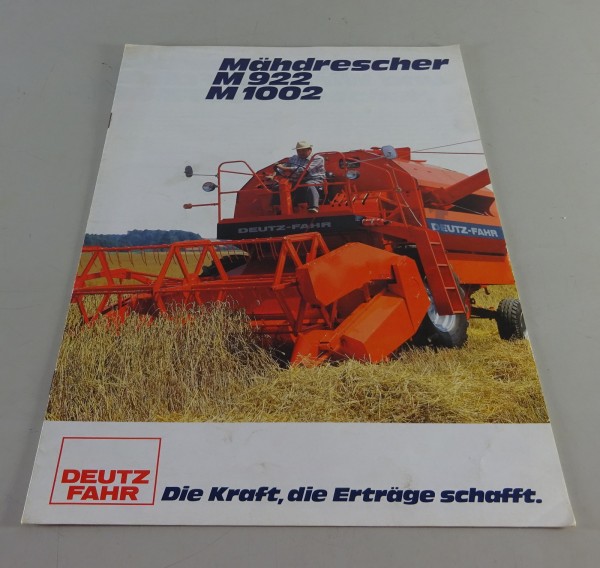 Prospekt / Broschüre Deutz-Fahr Mähdrescher M 922 / M 1002 Stand 07/1980