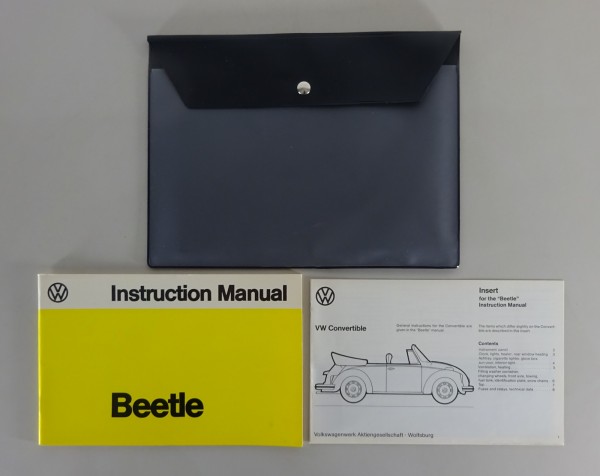 Wallet + Owner's Manual / Handbook VW Beetle Convertible 1200 / 1600 from 8/1976