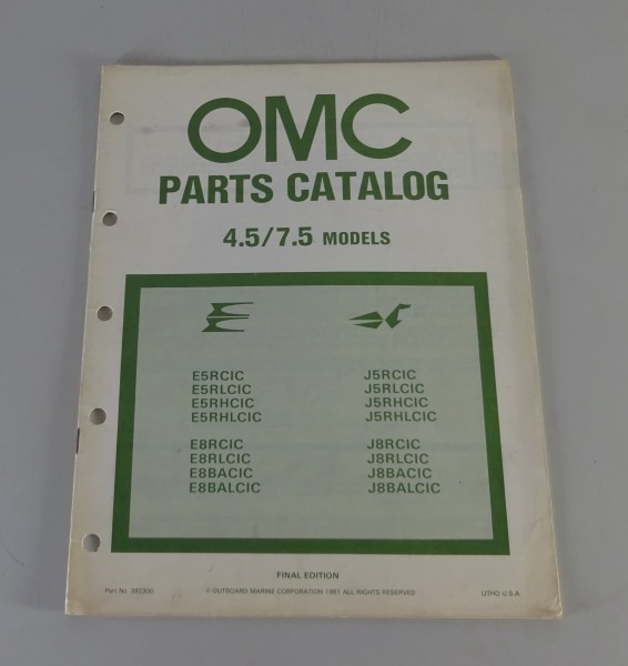 Teilekatalog OMC Johnson / Evinrude 4.5 / 7.5 PS Models Stand 1981