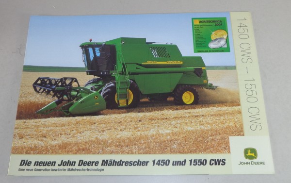 Prospekt John Deere Mähdrescher 1450 CWS / 1550 CWS Stand 2001