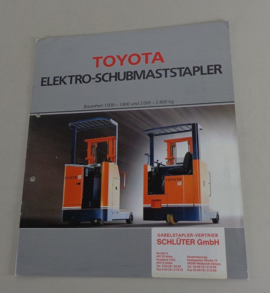 Prospekt Toyota Gabelstapler 1000 -1800 / 2000 - 2800 kg 5FBRE10, 5FBR13 etc.